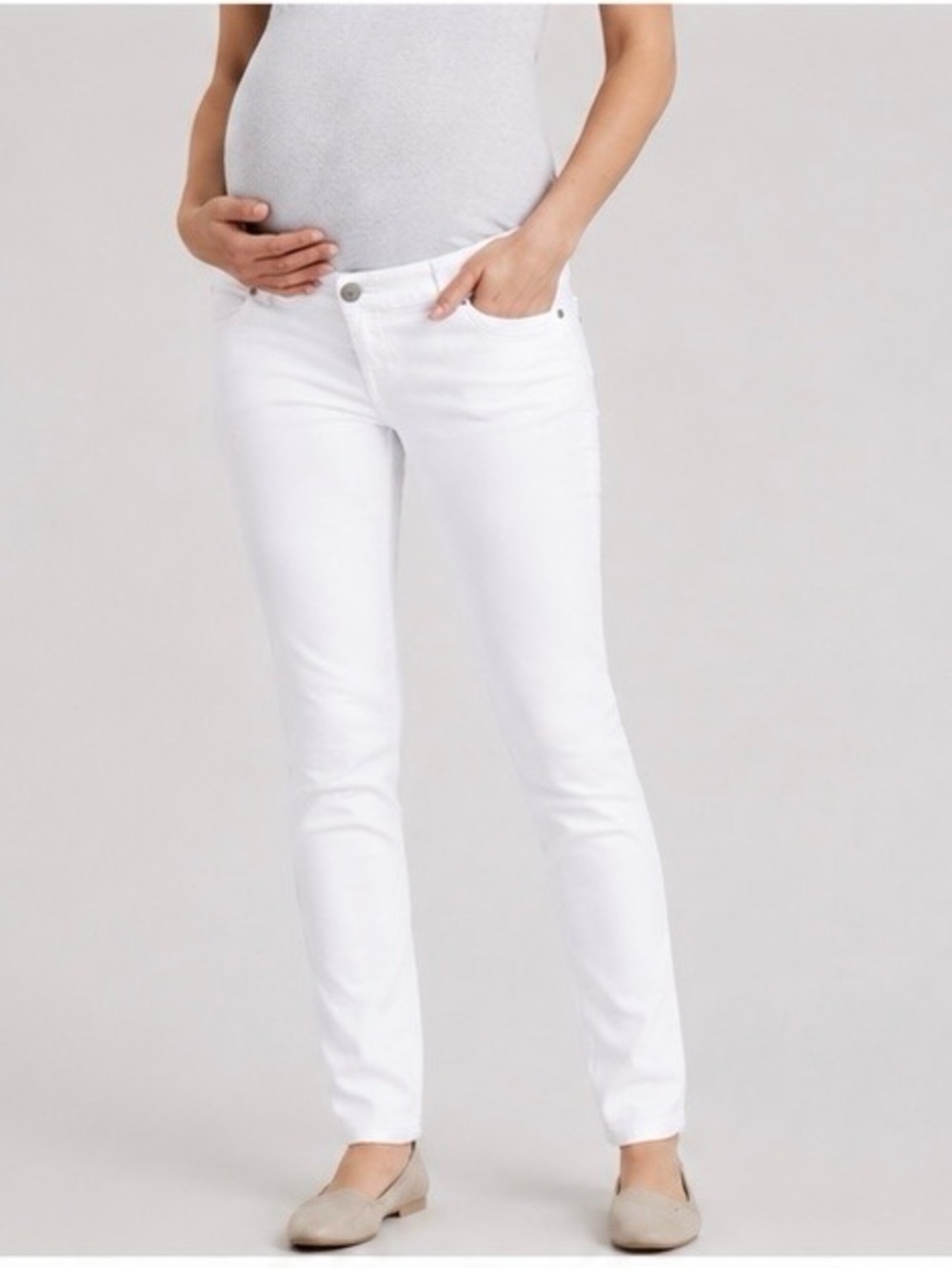 AG Adriano Goldschmied Prima Maternity White Cigarette Leg Jeans Size 27R